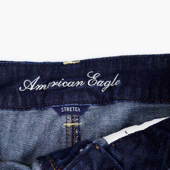 American Eagle Dark Wash Stretch Cut Off Shorts 6 - Picture 3 of 7